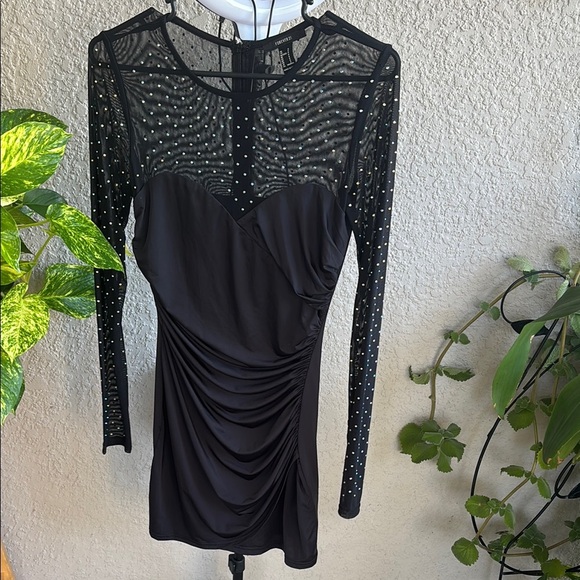Forever 21 Black Long Sleeve Dress with Studded Detail - Picture 1 of 12